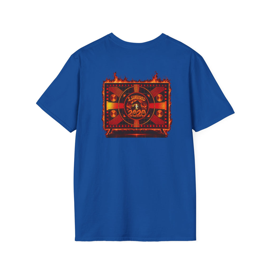 I Survived 2020 — "Please Stand By" Test Pattern Tee Wildfire Signal Edition Summer Premiere Unisex Softstyle T-Shirt