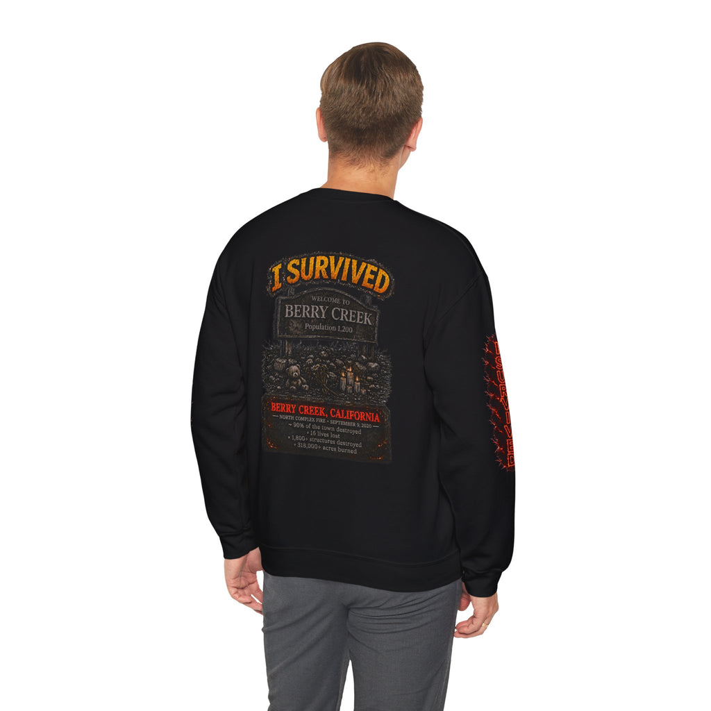I Survived 2020 — Director's Cut S2:E1 "Berry Creek" | Wildfire Edition Memorial Unisex Heavy Blend™ Crewneck Sweatshirt