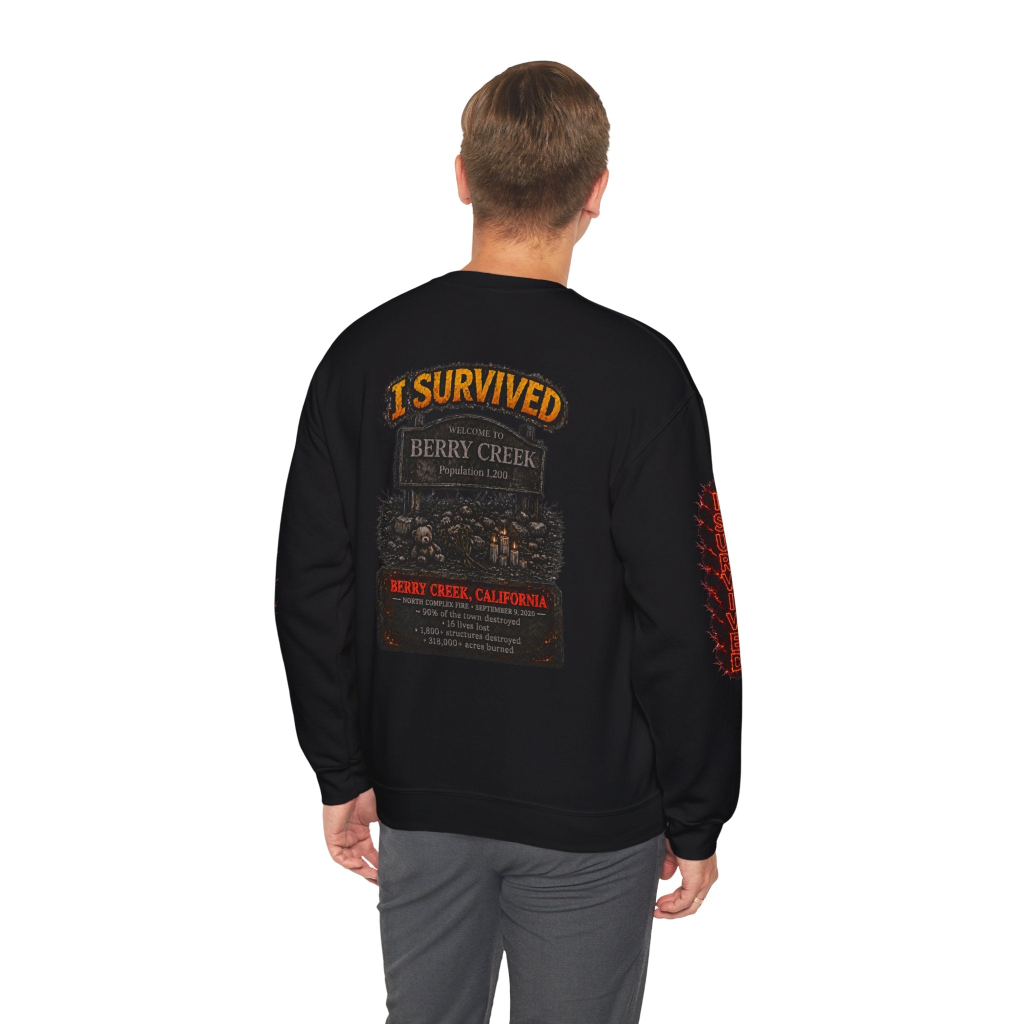 I Survived 2020 — Director's Cut S2:E1 "Berry Creek" | Wildfire Edition Memorial Unisex Heavy Blend™ Crewneck Sweatshirt
