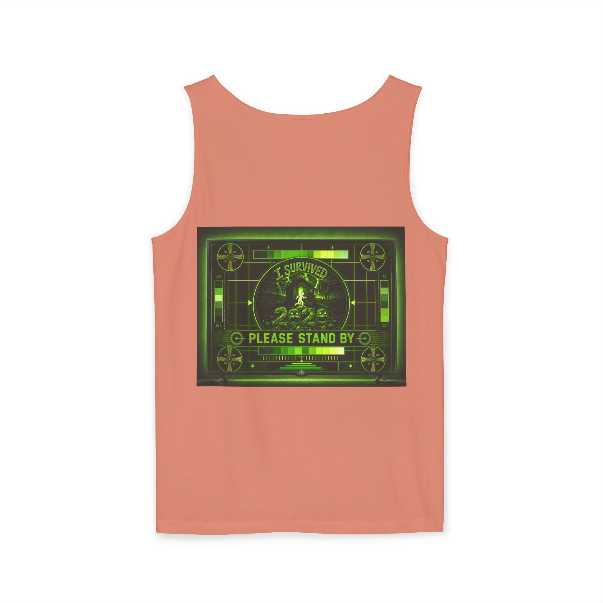 I Survived 2020 — "Please Stand By" Test Pattern Toxic Signal Tee Summer Premiere Unisex Garment-Dyed Tank Top