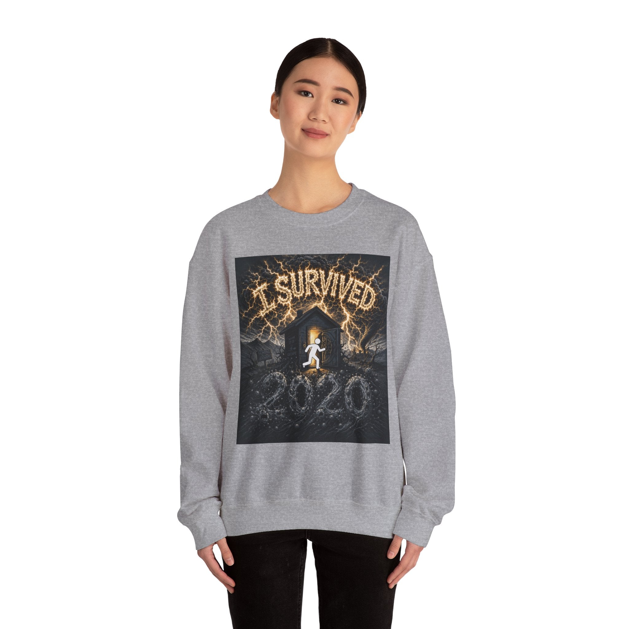 I Survived 2020 — Original Design Teaser Tee | Season 1 Premiere Drop Unisex Heavy Blend™ Crewneck Sweatshirt