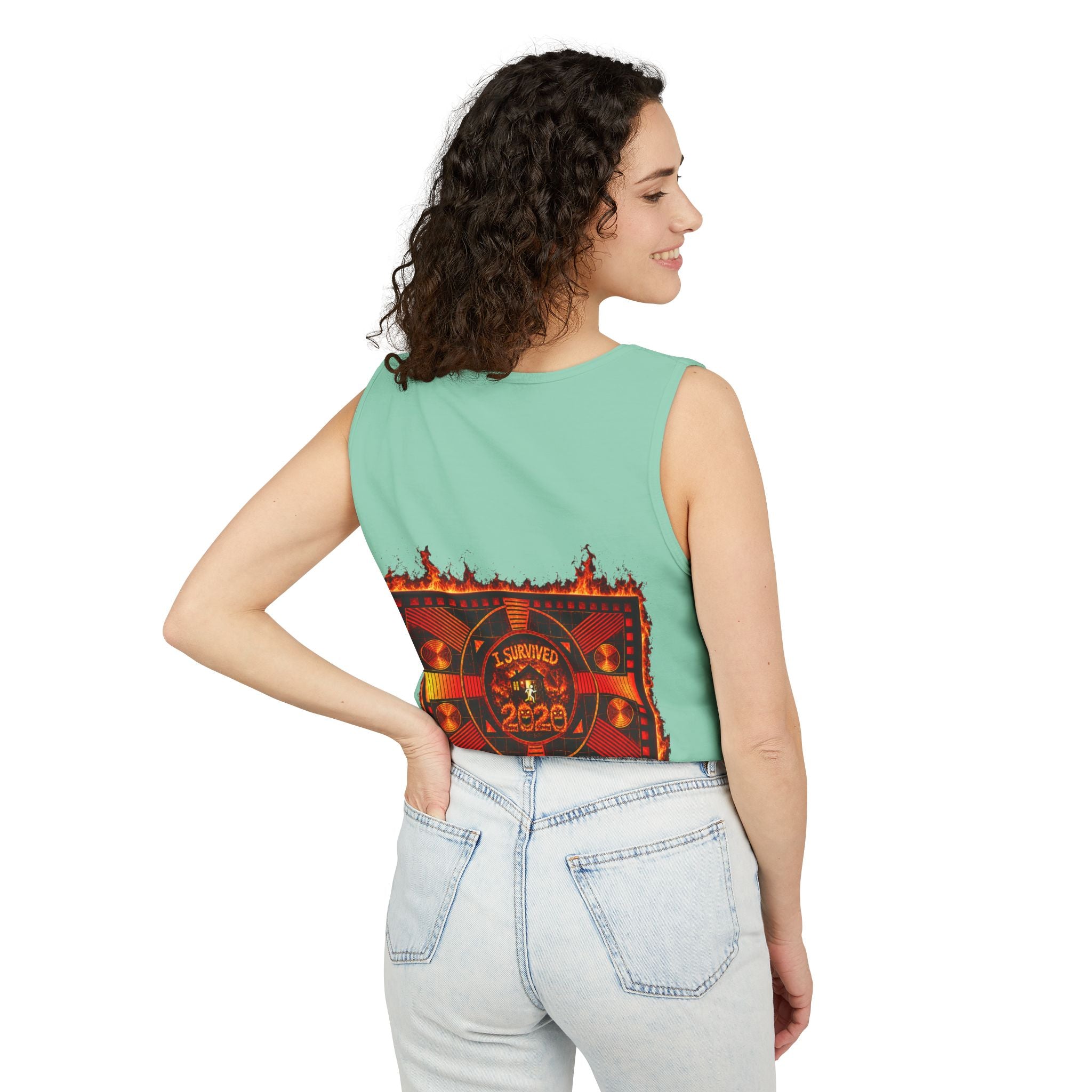 I Survived 2020 — "Please Stand By" Test Pattern Tee Wildfire Signal Edition Summer Premiere Unisex Garment-Dyed Tank Top