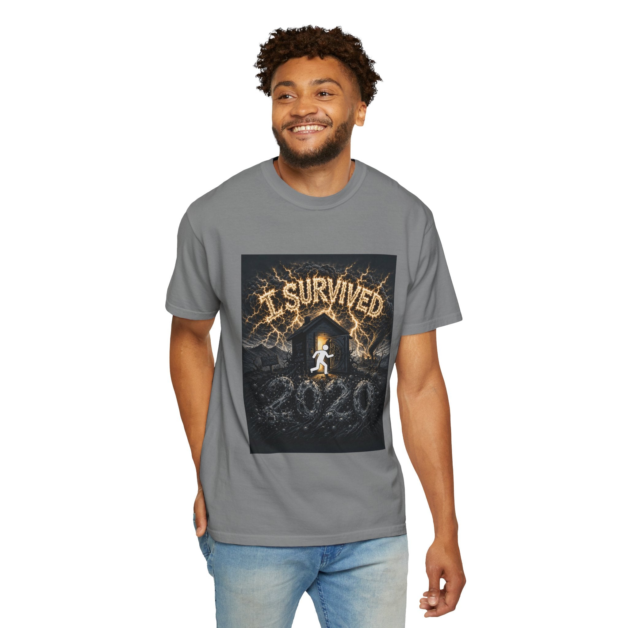 I Survived 2020 — Original Design Teaser Tee | Season 1 Premiere Drop Unisex Garment-Dyed T-shirt