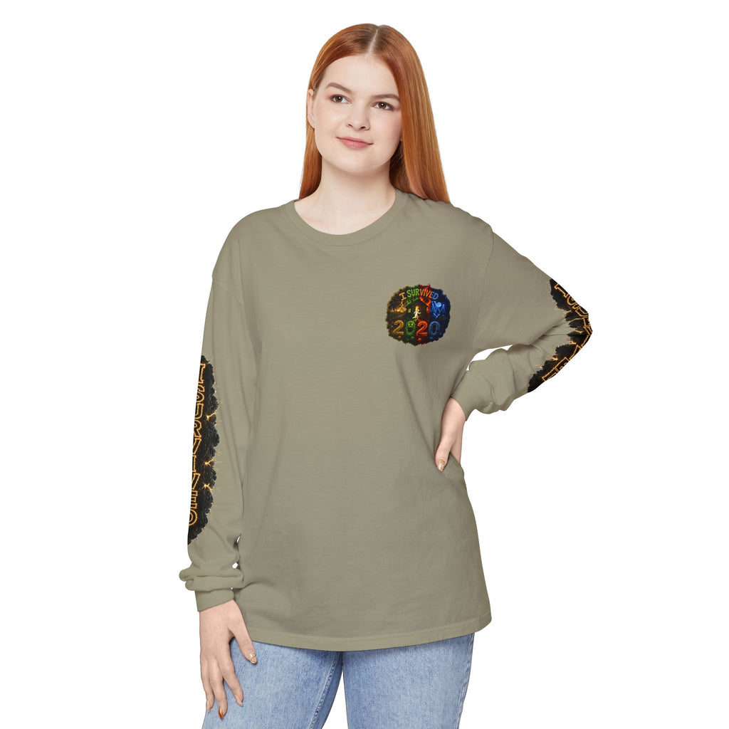 I Survived 2020 — "No Signal" Test Pattern Tee Special Edition Alien Broadcast Finale Summer Premiere Unisex Garment-Dyed Long Sleeve T-Shirt