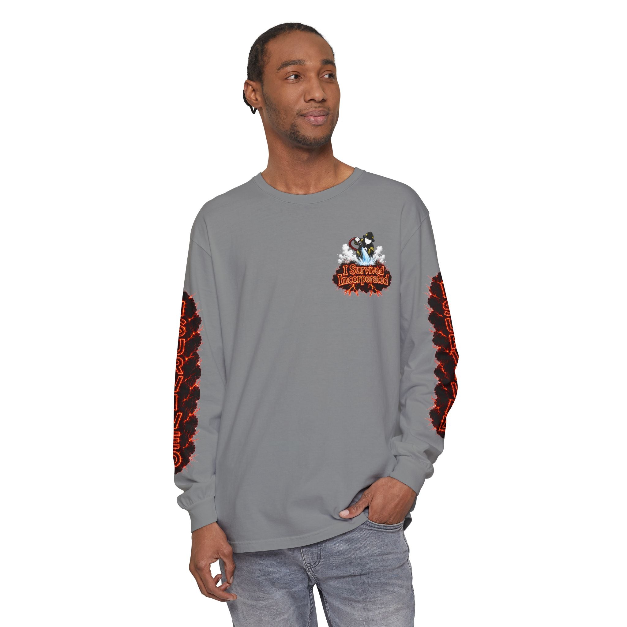 I Survived 2020 — "Please Stand By" Test Pattern Tee Special Edition Wildfire Signal Edition Summer Premiere Unisex Garment-Dyed Long Sleeve T-Shirt
