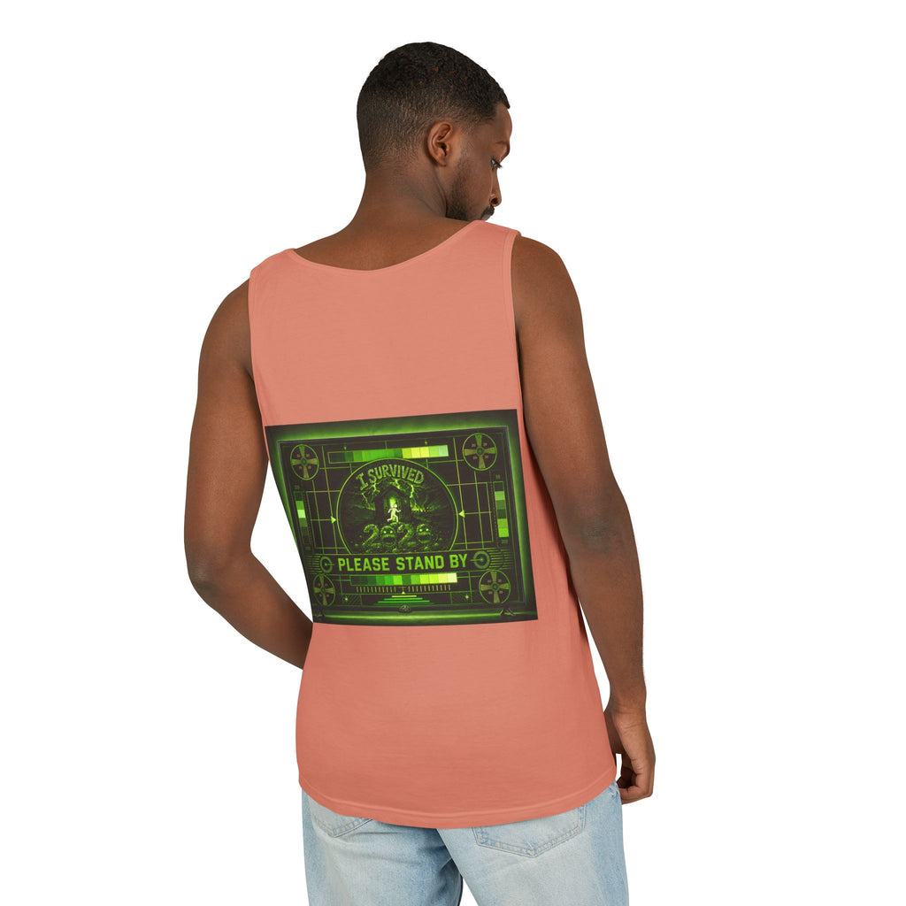 I Survived 2020 — "Please Stand By" Test Pattern Toxic Signal Tee Summer Premiere Unisex Garment-Dyed Tank Top