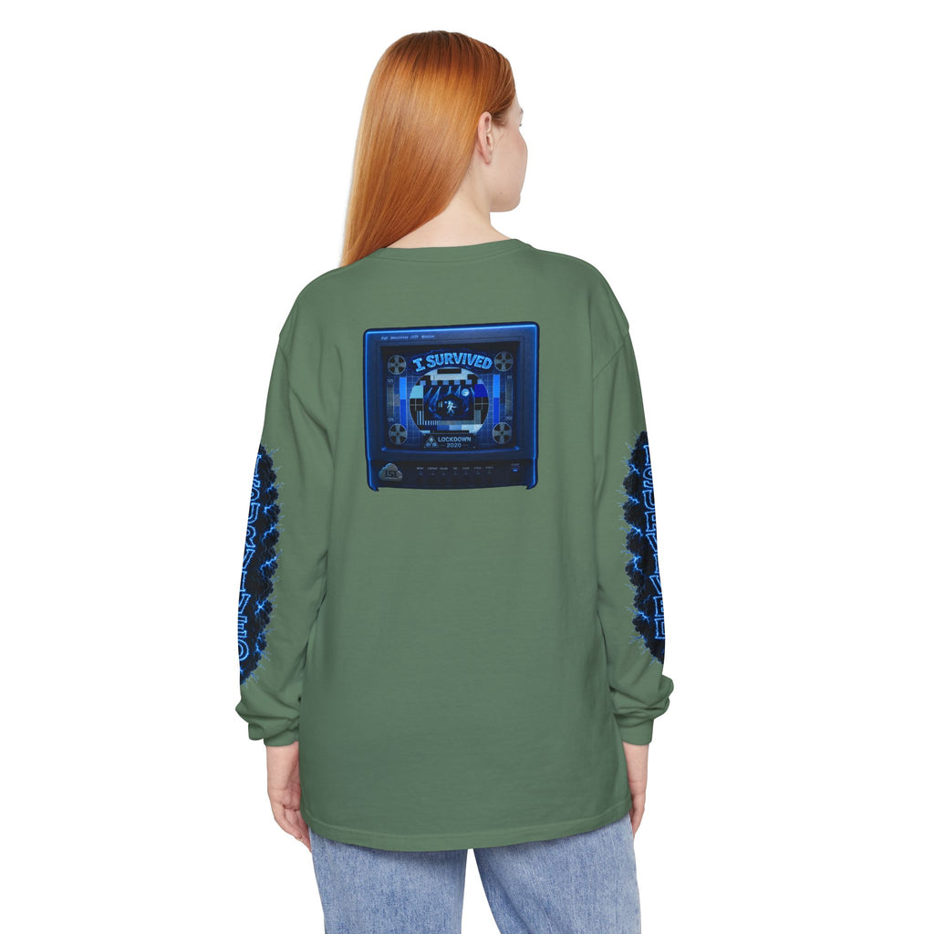 I Survived 2020 — "Please Stand By" Test Pattern Tee Lockdown Special Edition Summer Exclusive Unisex Garment-Dyed Long Sleeve T-Shirt