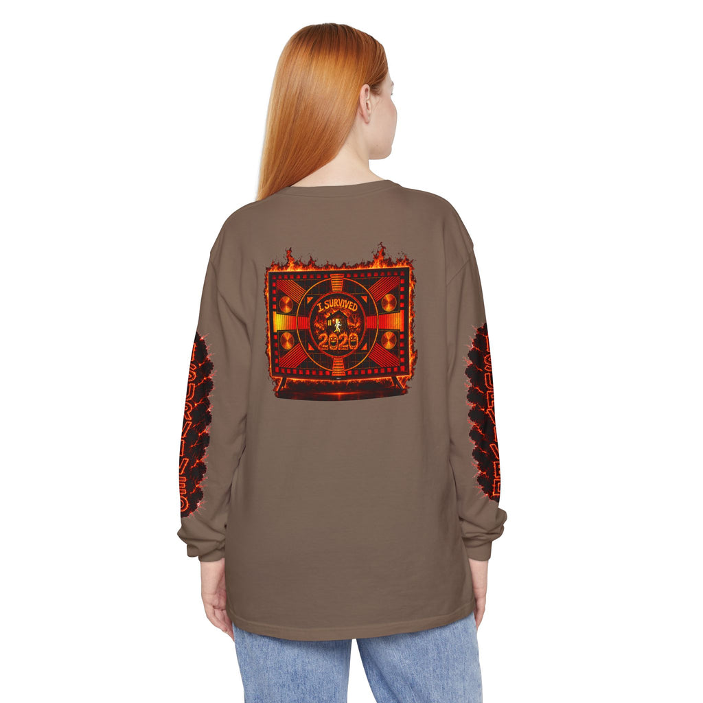 I Survived 2020 — "Please Stand By" Test Pattern Tee Special Edition Wildfire Signal Edition Summer Premiere Unisex Garment-Dyed Long Sleeve T-Shirt