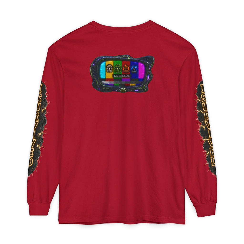 I Survived 2020 — "No Signal" Test Pattern Tee Special Edition Alien Broadcast Finale Summer Premiere Unisex Garment-Dyed Long Sleeve T-Shirt
