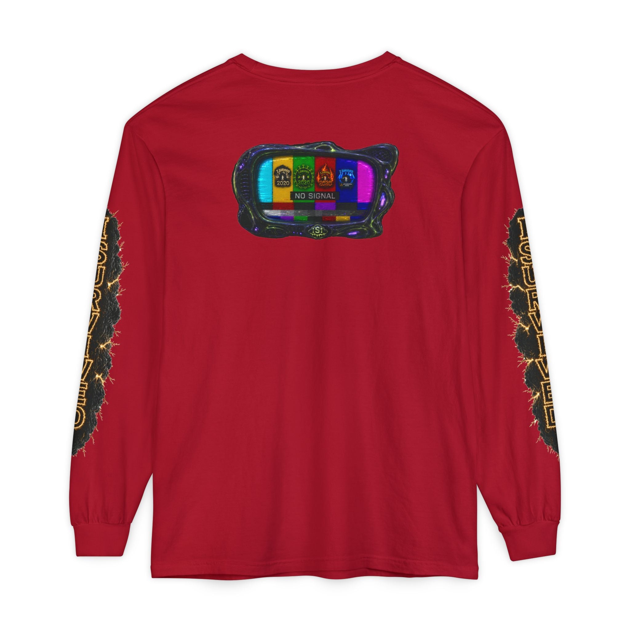I Survived 2020 — "No Signal" Test Pattern Tee Special Edition Alien Broadcast Finale Summer Premiere Unisex Garment-Dyed Long Sleeve T-Shirt