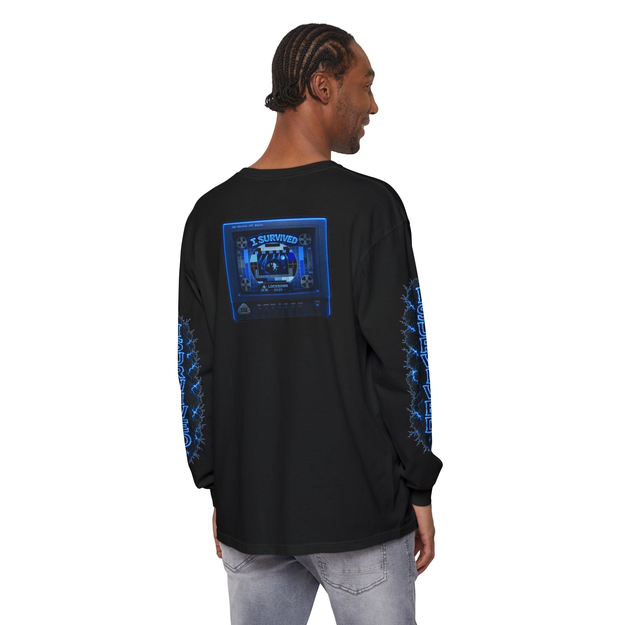 I Survived 2020 — "Please Stand By" Test Pattern Tee Lockdown Special Edition Summer Exclusive Unisex Garment-Dyed Long Sleeve T-Shirt