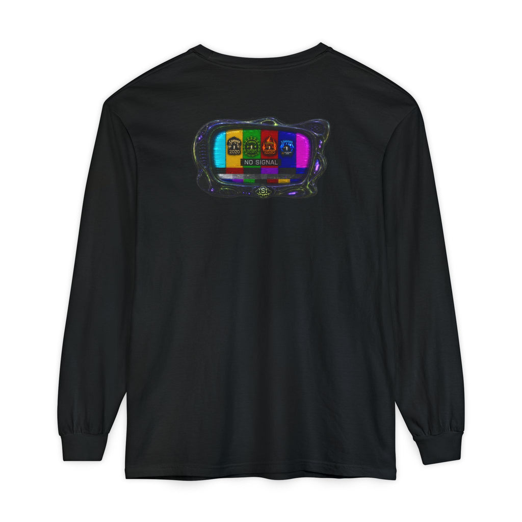 I Survived 2020 — "No Signal" Test Pattern Tee Alien Broadcast Finale Summer Premiere Garment-Dyed Long Sleeve T-Shirt