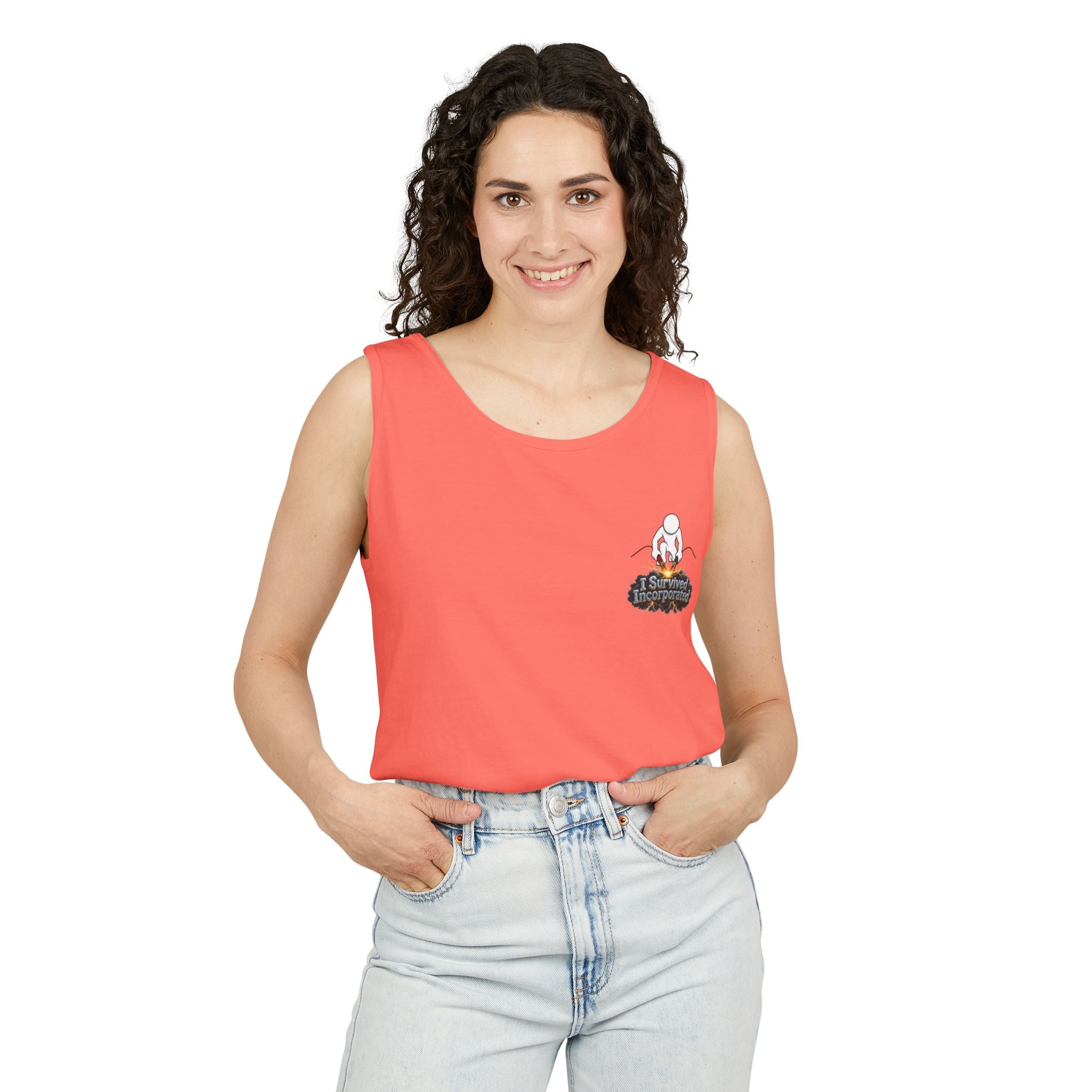 I Survived 2020 — "Please Stand By" Test Pattern Tee Summer Premier  Unisex Garment-Dyed Tank Top