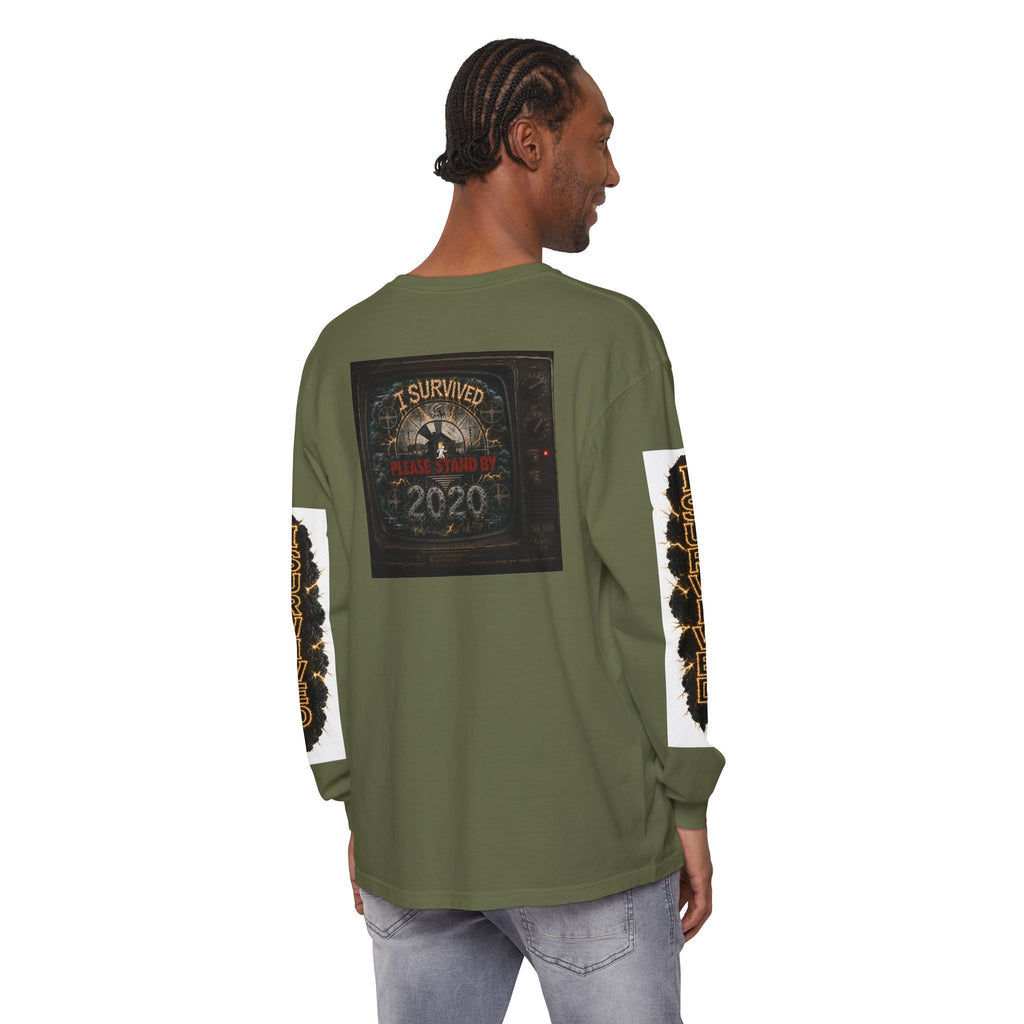 I Survived 2020 — "Please Stand By" Test Pattern Tee Special Edition Summer Premier Unisex Garment-Dyed Long Sleeve T-Shirt