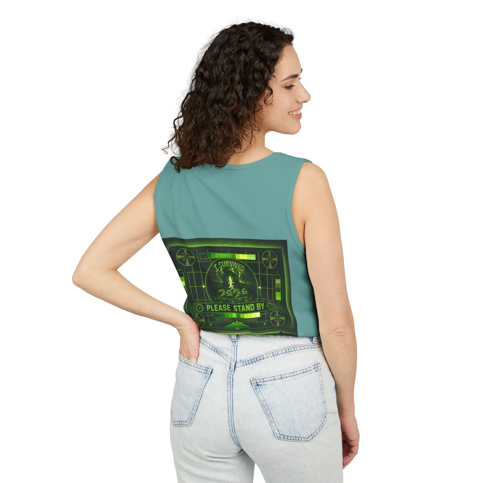 I Survived 2020 — "Please Stand By" Test Pattern Toxic Signal Tee Summer Premiere Unisex Garment-Dyed Tank Top