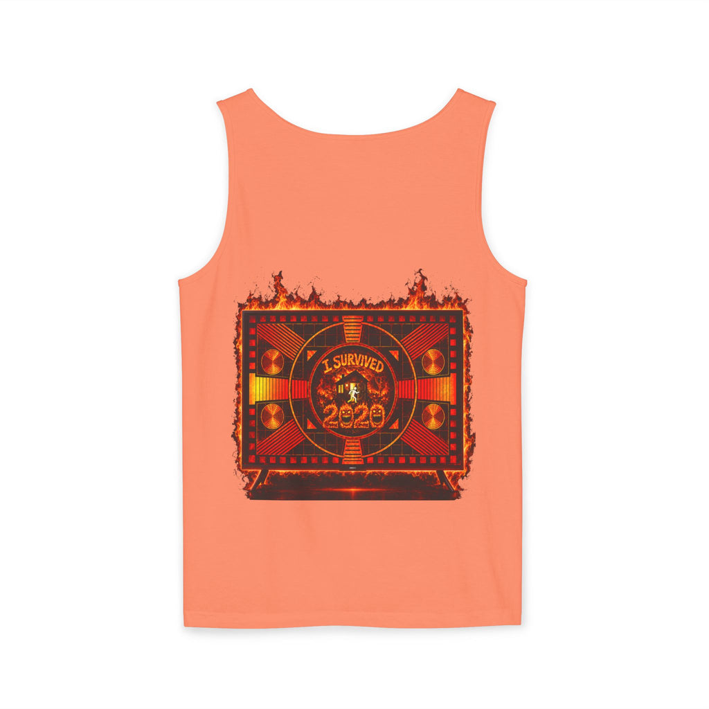 I Survived 2020 — "Please Stand By" Test Pattern Tee Wildfire Signal Edition Summer Premiere Unisex Garment-Dyed Tank Top