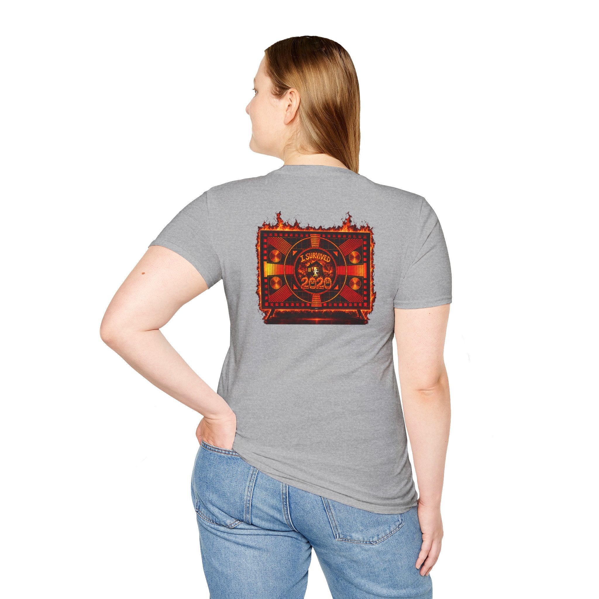 I Survived 2020 — "Please Stand By" Test Pattern Tee Wildfire Signal Edition Summer Premiere Unisex Softstyle T-Shirt