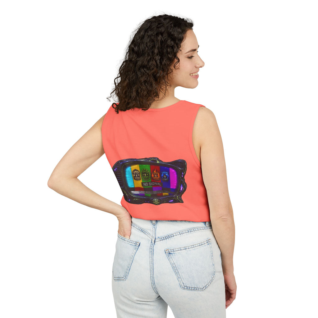 I Survived 2020 — "No Signal" Test Pattern Tee Alien Broadcast Finale Summer Premiere Unisex Garment-Dyed Tank Top