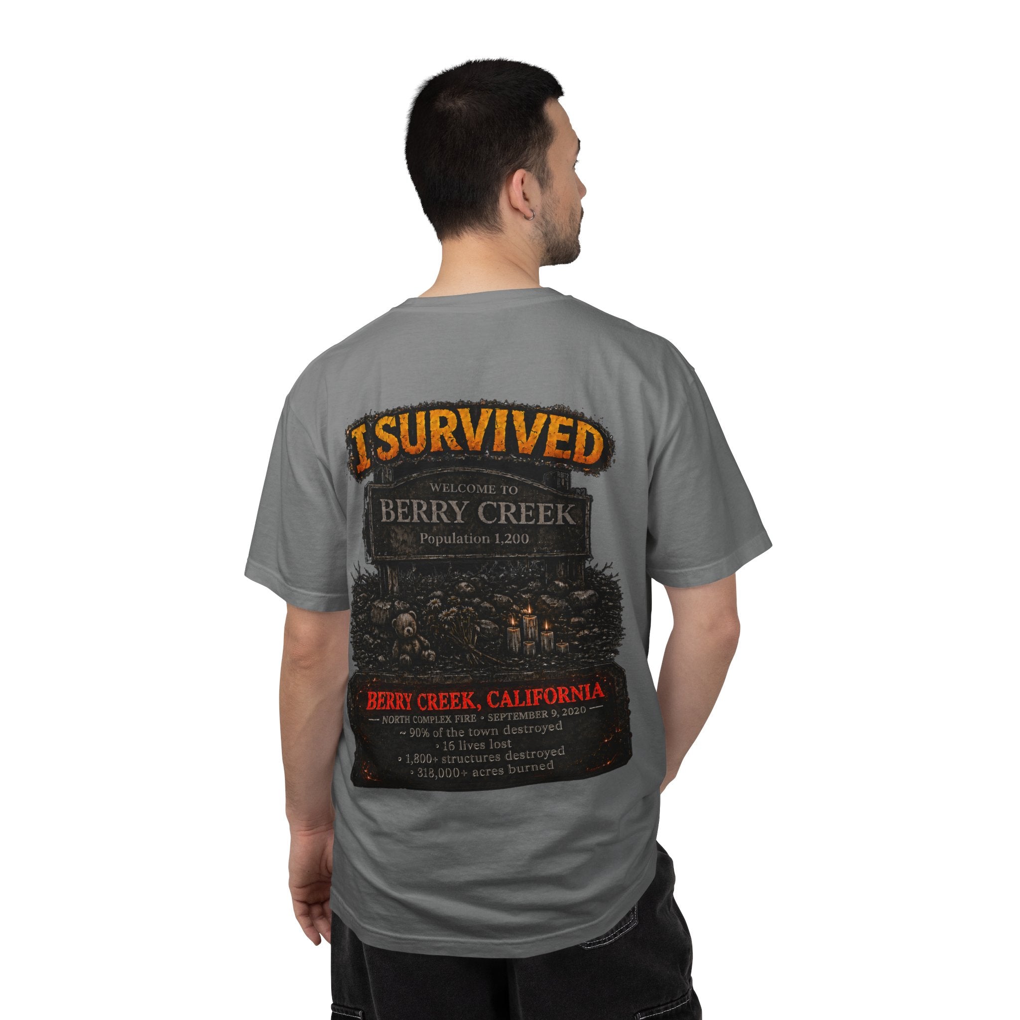 I Survived 2020 — Director's Cut S2:E1 "Berry Creek" | Wildfire Edition Memorial Unisex Garment-Dyed T-shirt