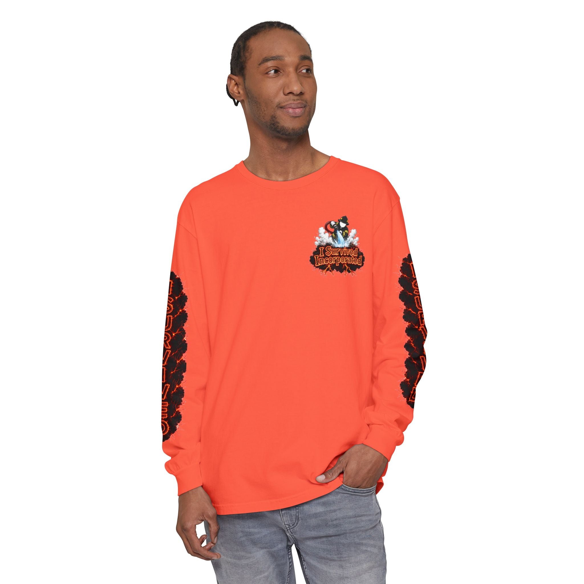I Survived 2020 — "Please Stand By" Test Pattern Tee Special Edition Wildfire Signal Edition Summer Premiere Unisex Garment-Dyed Long Sleeve T-Shirt