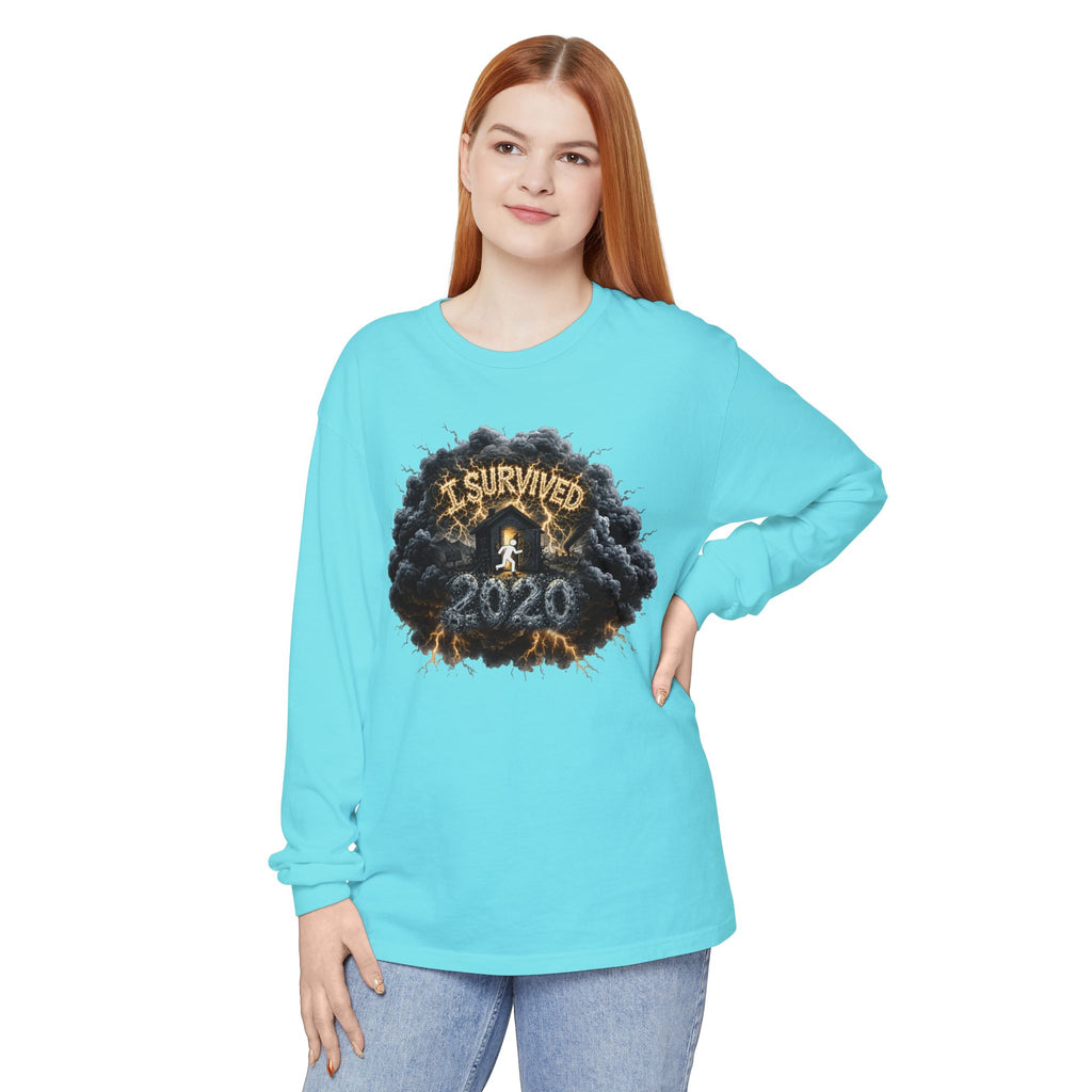 I Survived 2020 — Director's Cut Original Design Teaser Tee | Season 1 Premiere Drop Unisex Garment-Dyed Long Sleeve T-Shirt