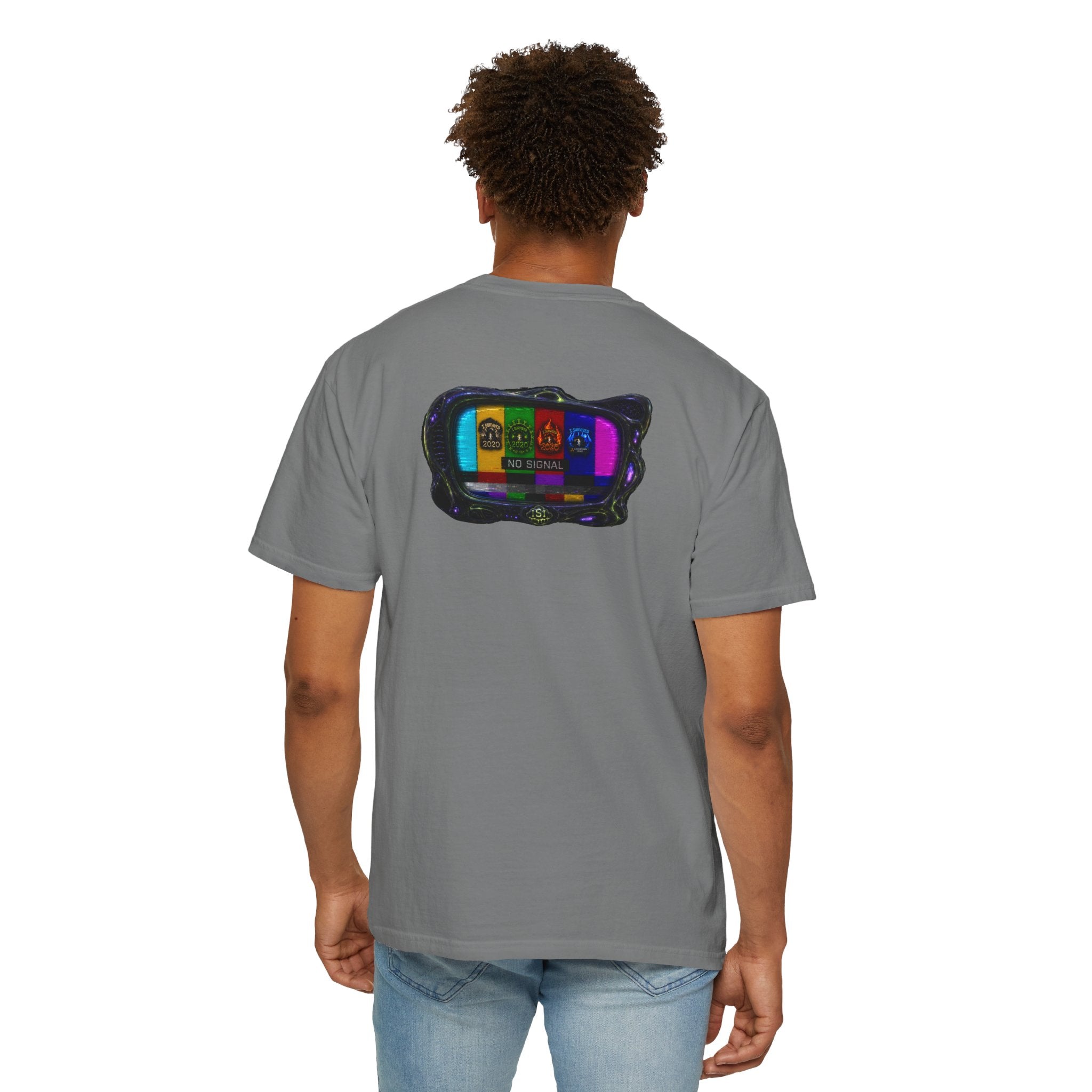 I Survived 2020 — "No Signal" Test Pattern Tee Alien Broadcast Finale Summer Premiere Unisex Garment-Dyed T-shirt