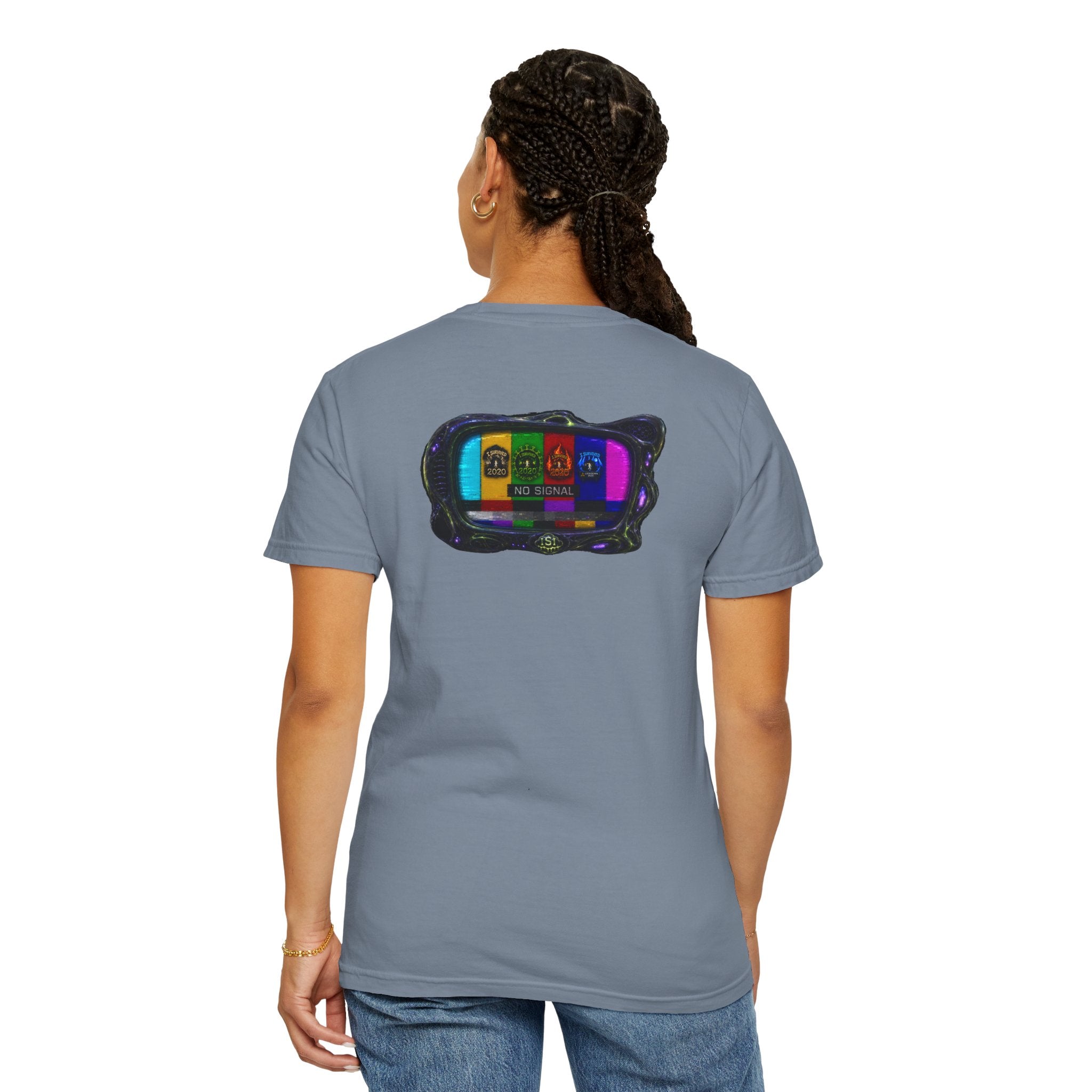 I Survived 2020 — "No Signal" Test Pattern Tee Alien Broadcast Finale Summer Premiere Unisex Garment-Dyed T-shirt