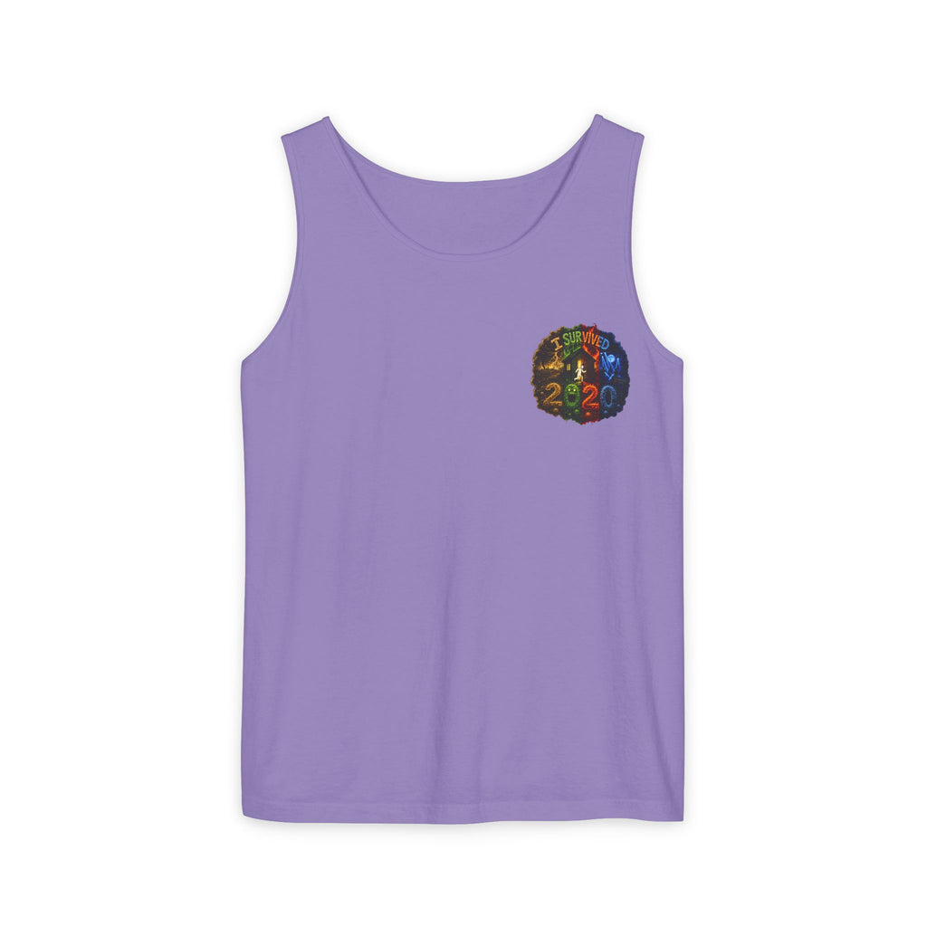 I Survived 2020 — "No Signal" Test Pattern Tee Alien Broadcast Finale Summer Premiere Unisex Garment-Dyed Tank Top
