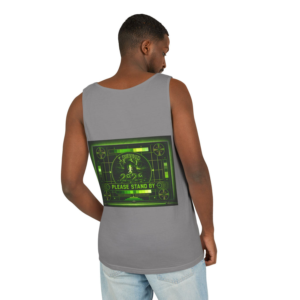 I Survived 2020 — "Please Stand By" Test Pattern Toxic Signal Tee Summer Premiere Unisex Garment-Dyed Tank Top
