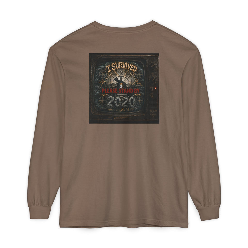 I Survived 2020 — "Please Stand By" Test Pattern Tee Summer Premier Unisex Garment-Dyed Long Sleeve T-Shirt