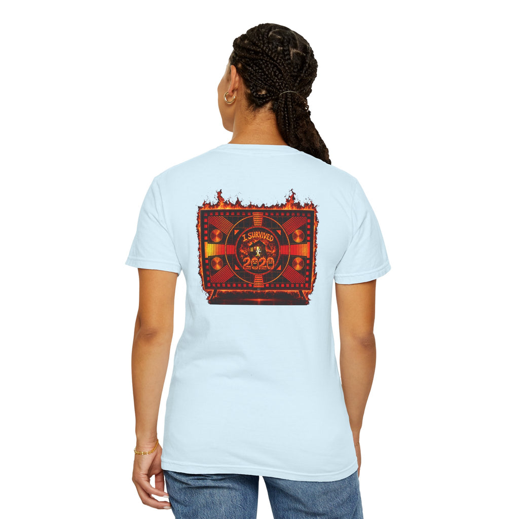 I Survived 2020 — "Please Stand By" Test Pattern Tee Wildfire Signal Edition Summer Premiere Unisex Garment-Dyed T-shirt