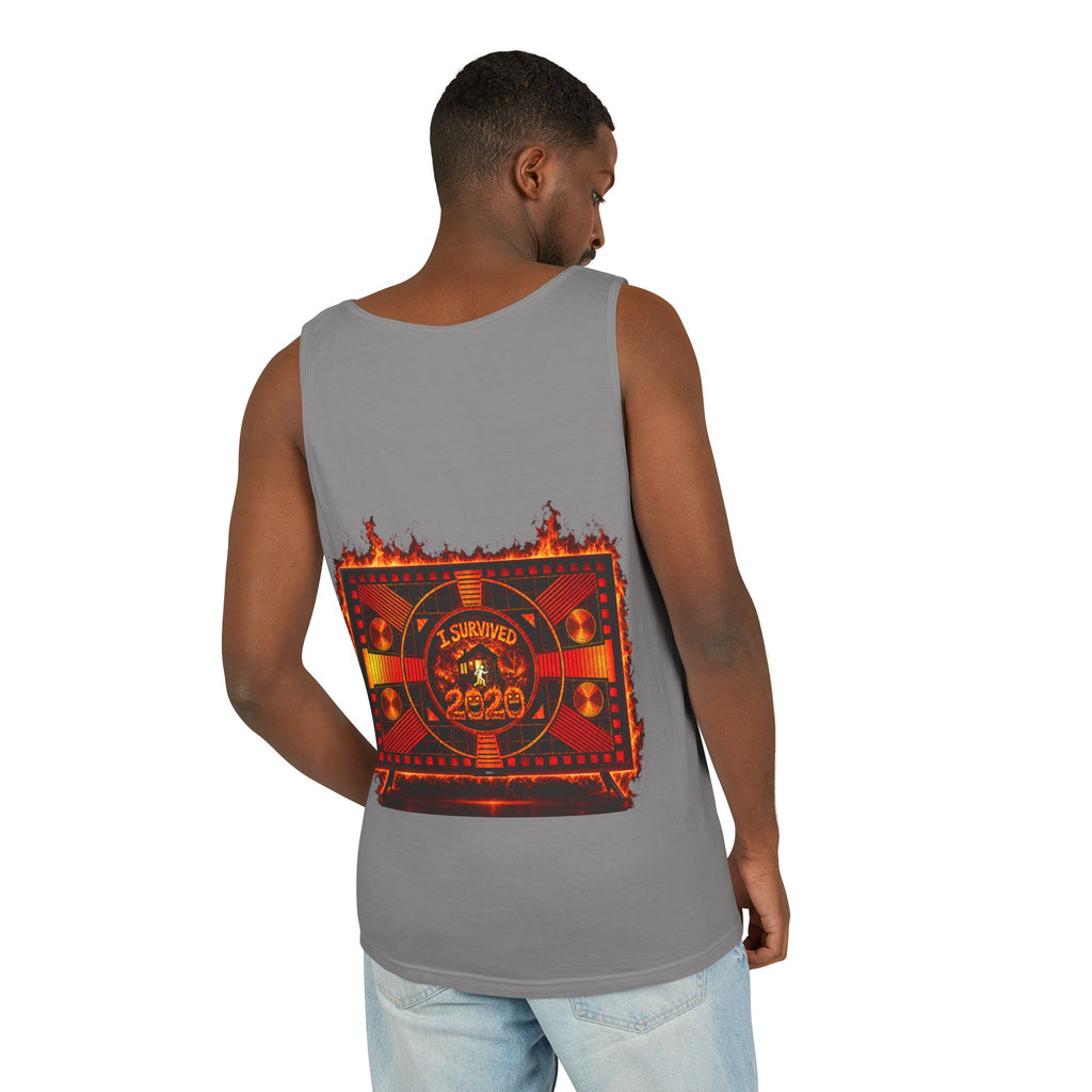 I Survived 2020 — "Please Stand By" Test Pattern Tee Wildfire Signal Edition Summer Premiere Unisex Garment-Dyed Tank Top