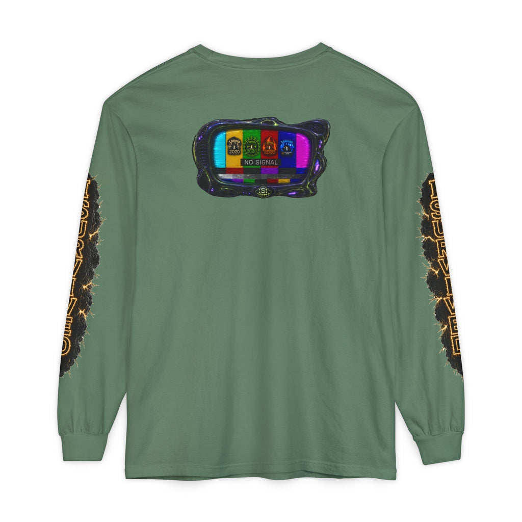 I Survived 2020 — "No Signal" Test Pattern Tee Special Edition Alien Broadcast Finale Summer Premiere Unisex Garment-Dyed Long Sleeve T-Shirt