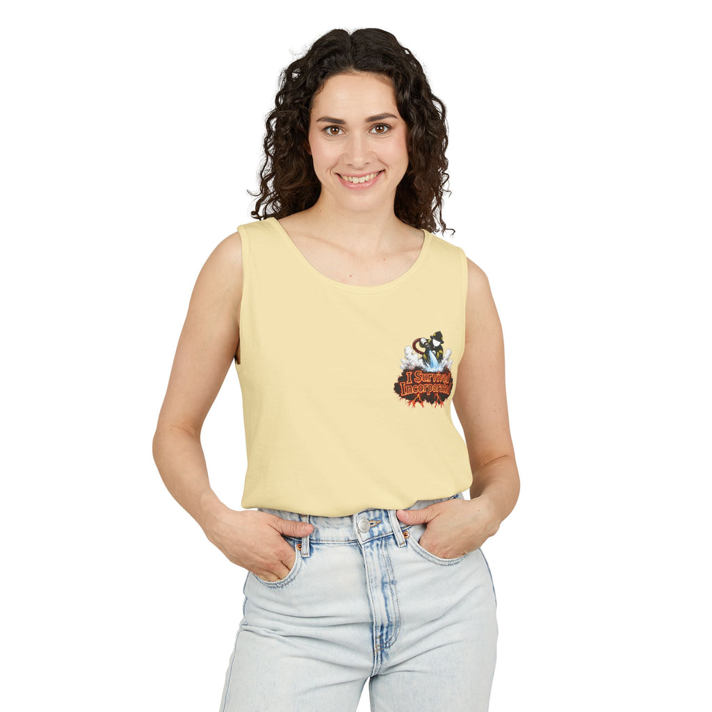 I Survived 2020 — "Please Stand By" Test Pattern Tee Wildfire Signal Edition Summer Premiere Unisex Garment-Dyed Tank Top