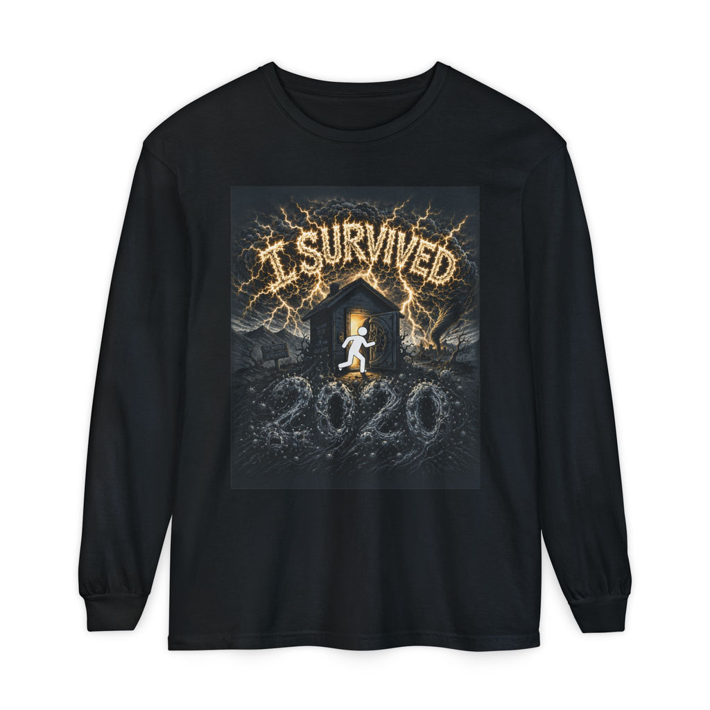 I Survived 2020 — Original Design Teaser Tee | Season 1 Premiere Drop Unisex Garment-dyed Long Sleeve T-Shirt