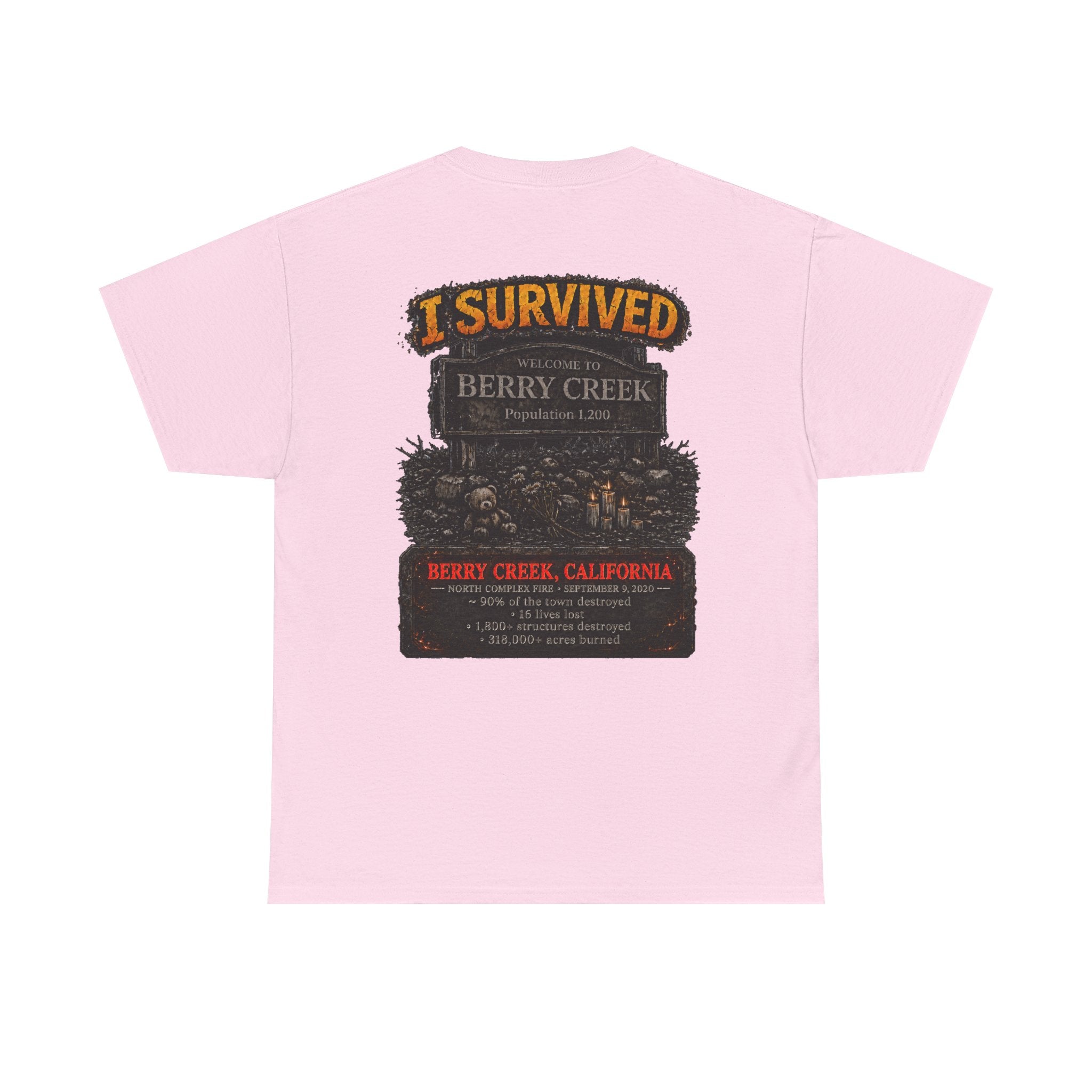 I Survived 2020 — WILDFIRES S2:E1: Director's Cut "Berry Creek" Memorial Unisex Heavy Cotton Tee