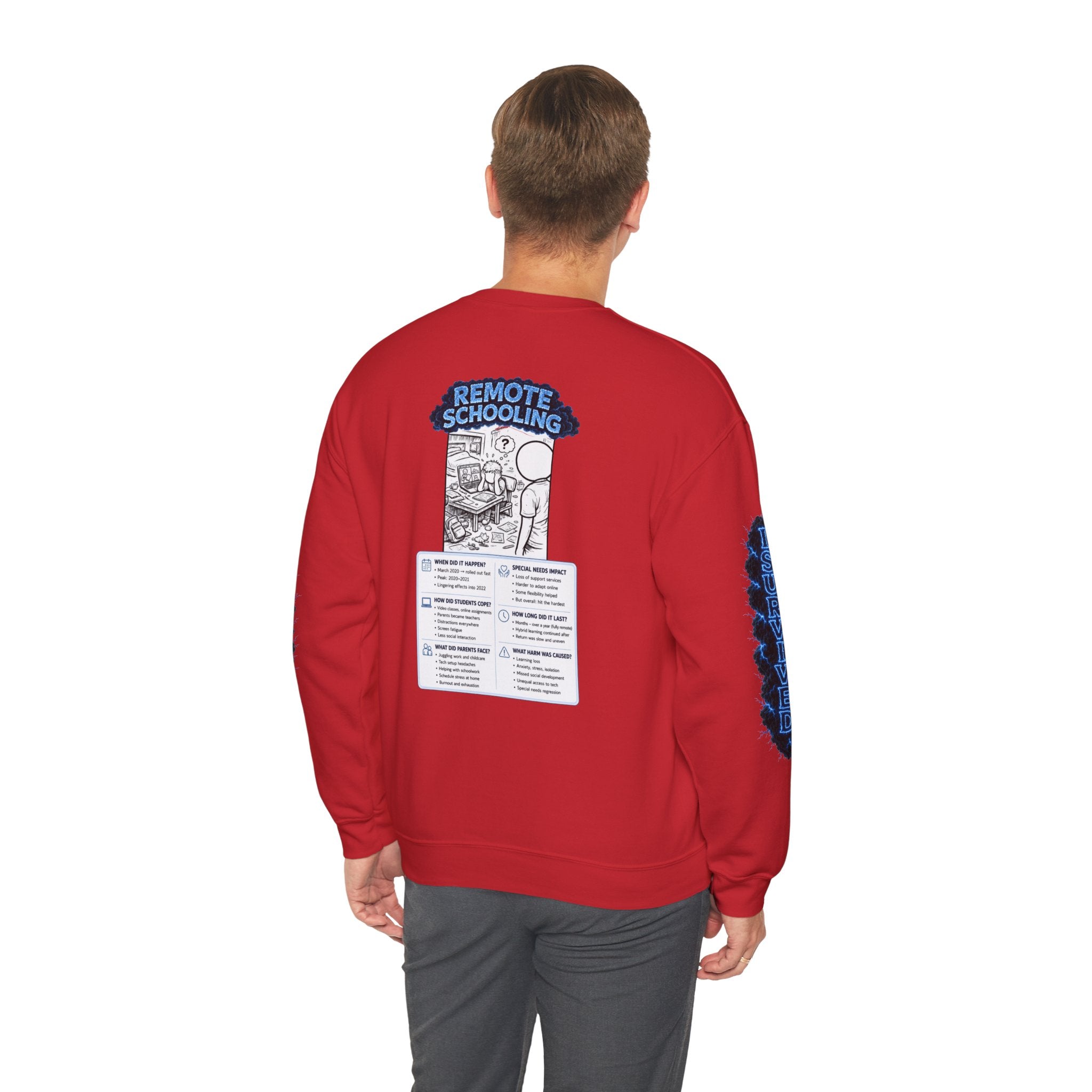 I Survived 2020 — LOCKDOWN S3:E3: Director's Cut Special Edition "Remote Schooling" Unisex Heavy Blend™ Crewneck Sweatshirt
