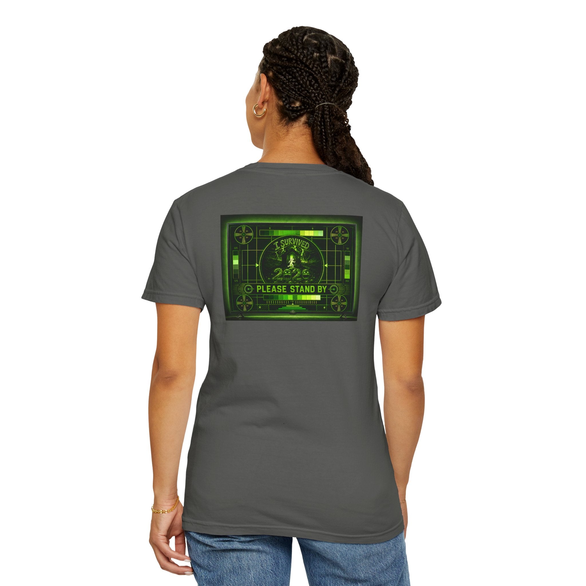 I Survived 2020 — "Please Stand By" Test Pattern Toxic Signal Tee Summer Premiere Unisex Garment-Dyed T-shirt