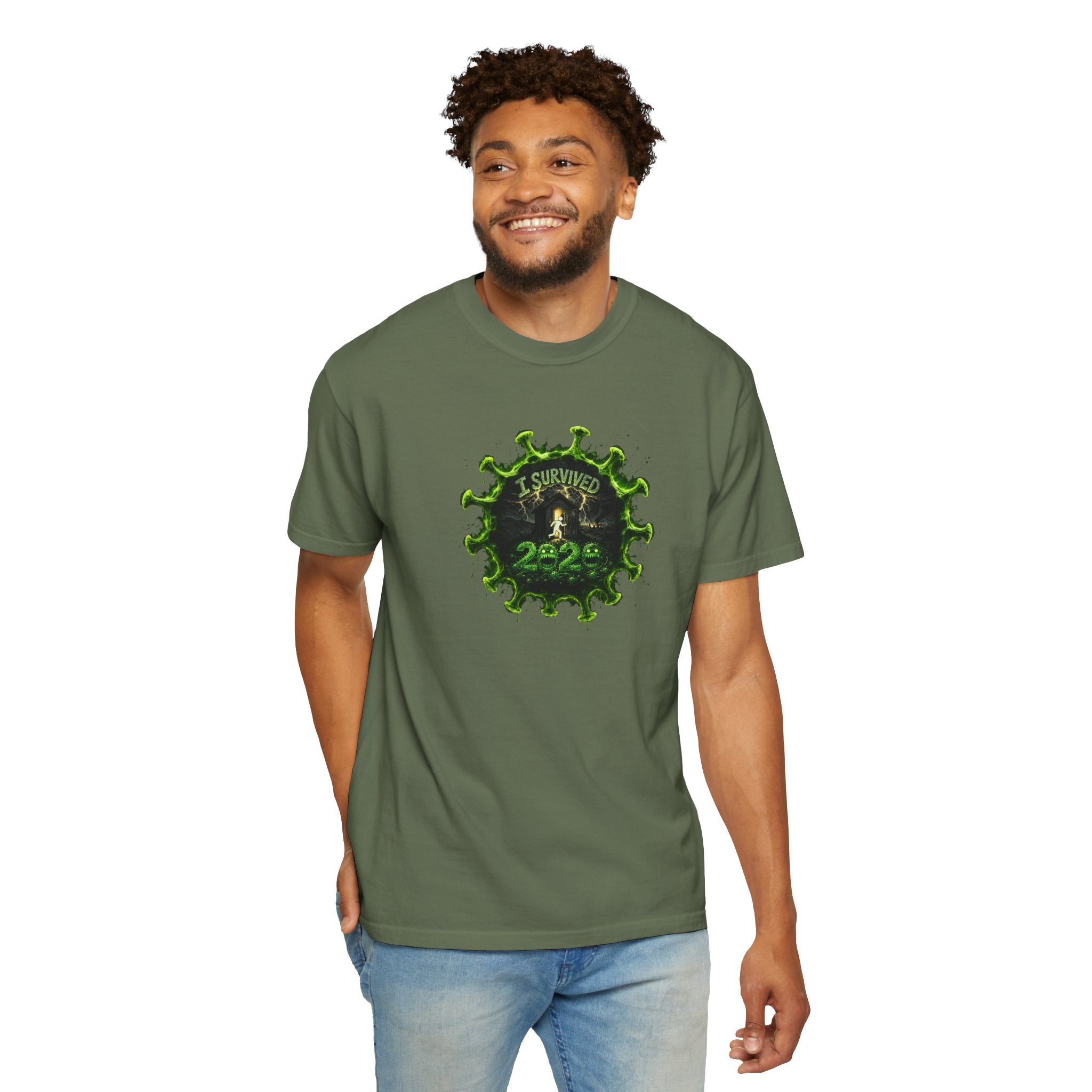 I Survived 2020 — PANDEMIC S1:E4: Director's Cut "Mask Madness" Unisex Garment-Dyed T-shirt