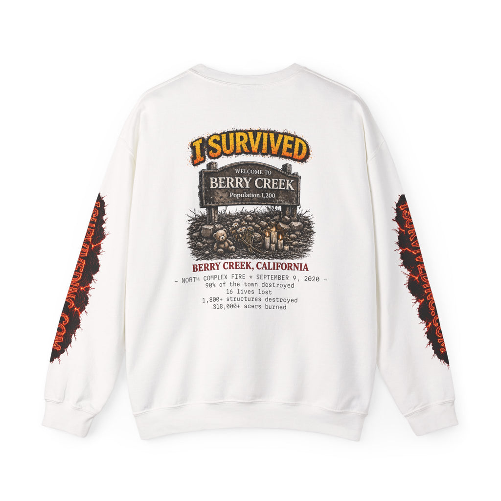 I Survived 2020 — S2:E1 "Berry Creek" | Wildfire Edition Memorial Unisex Heavy Blend™ Crewneck Sweatshirt