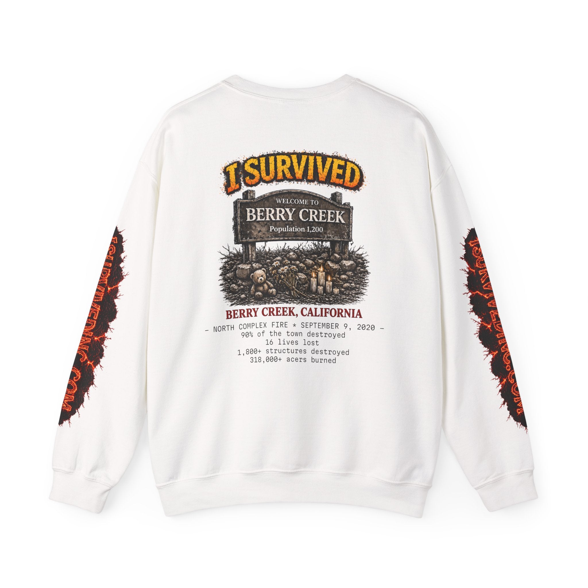 I Survived 2020 — S2:E1 "Berry Creek" | Wildfire Edition Memorial Unisex Heavy Blend™ Crewneck Sweatshirt
