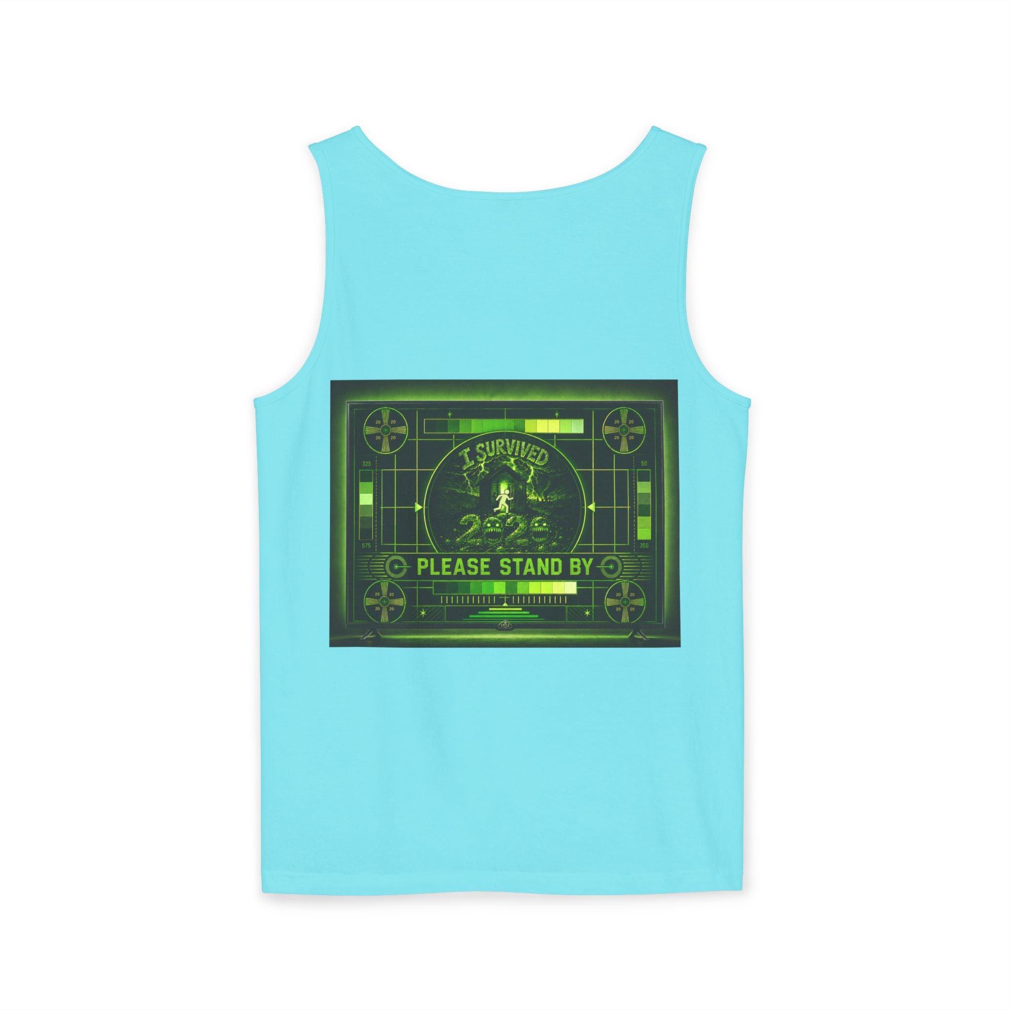 I Survived 2020 — "Please Stand By" Test Pattern Toxic Signal Tee Summer Premiere Unisex Garment-Dyed Tank Top