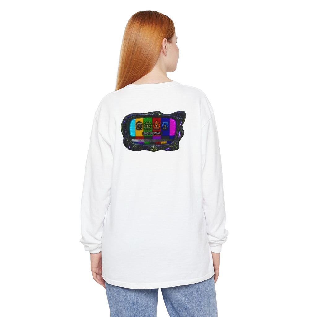 I Survived 2020 — "No Signal" Test Pattern Tee Alien Broadcast Finale Summer Premiere Garment-Dyed Long Sleeve T-Shirt
