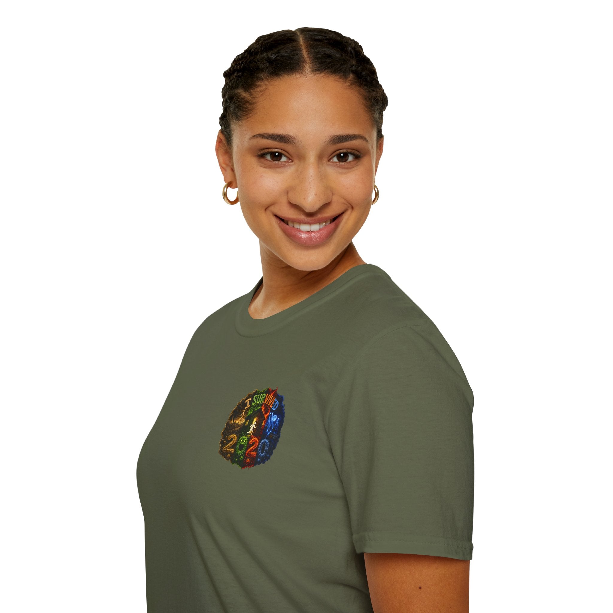 I Survived 2020 — "No Signal" Test Pattern Tee Alien Broadcast Finale Summer Premiere Unisex Softstyle T-Shirt