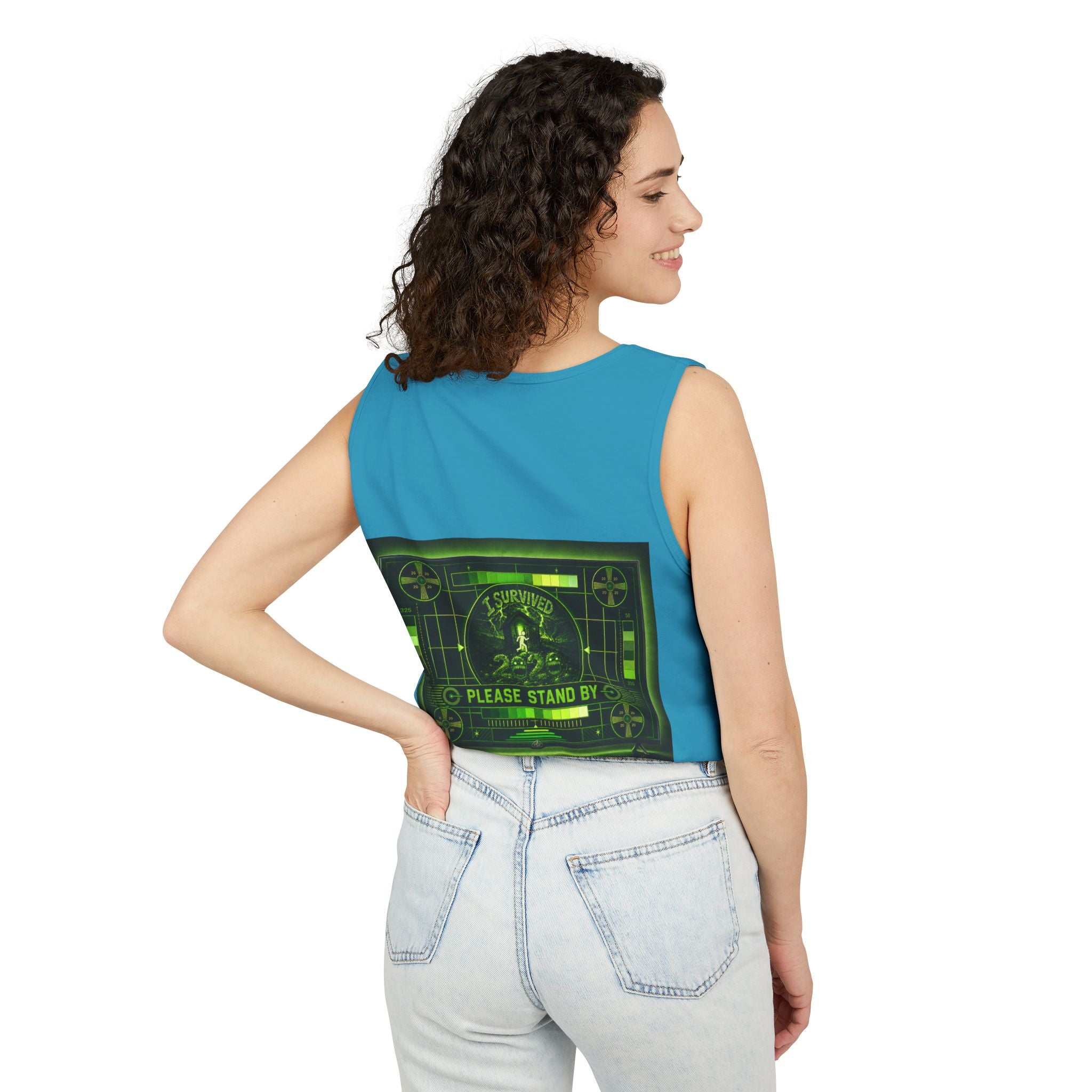 I Survived 2020 — "Please Stand By" Test Pattern Toxic Signal Tee Summer Premiere Unisex Garment-Dyed Tank Top