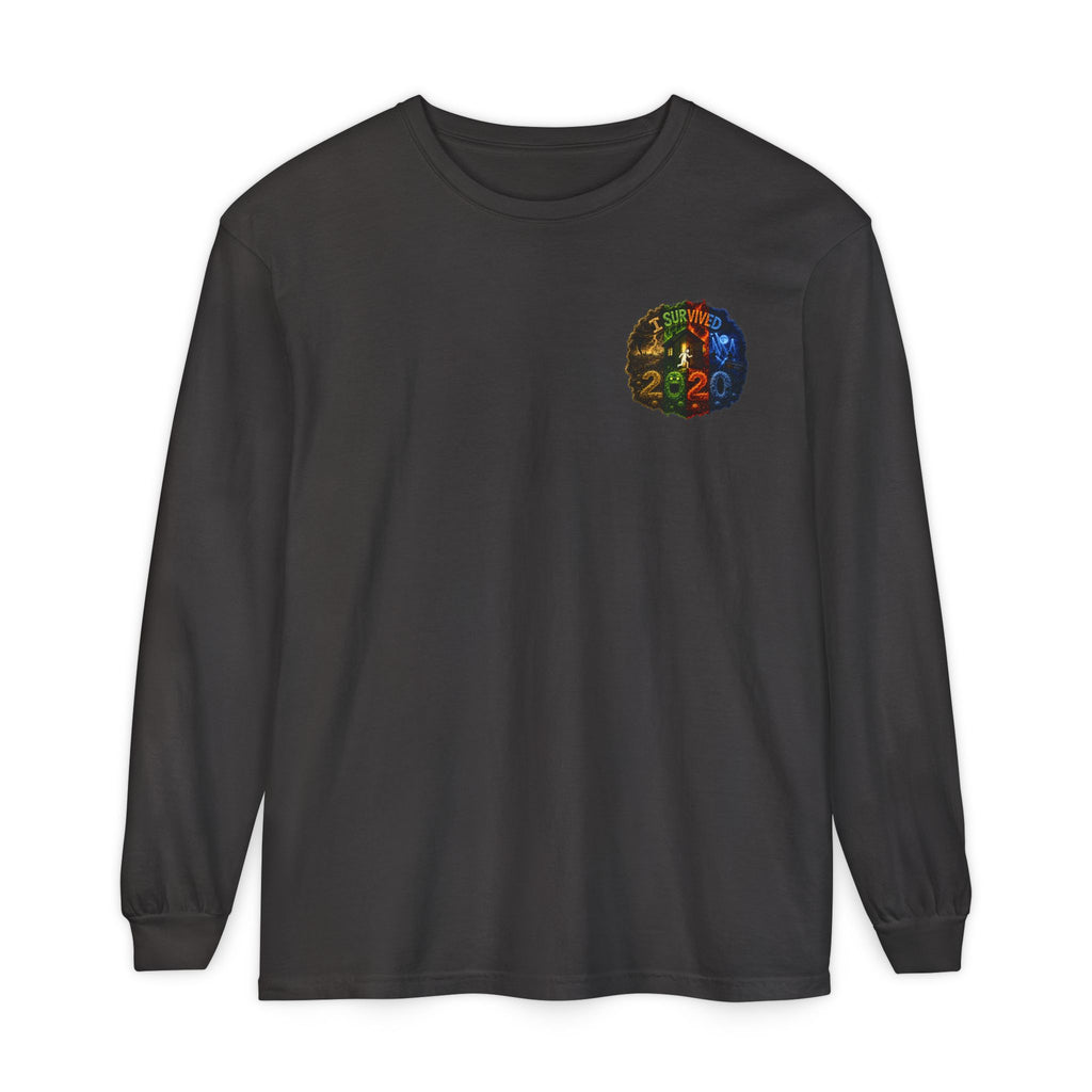I Survived 2020 — "No Signal" Test Pattern Tee Alien Broadcast Finale Summer Premiere Garment-Dyed Long Sleeve T-Shirt