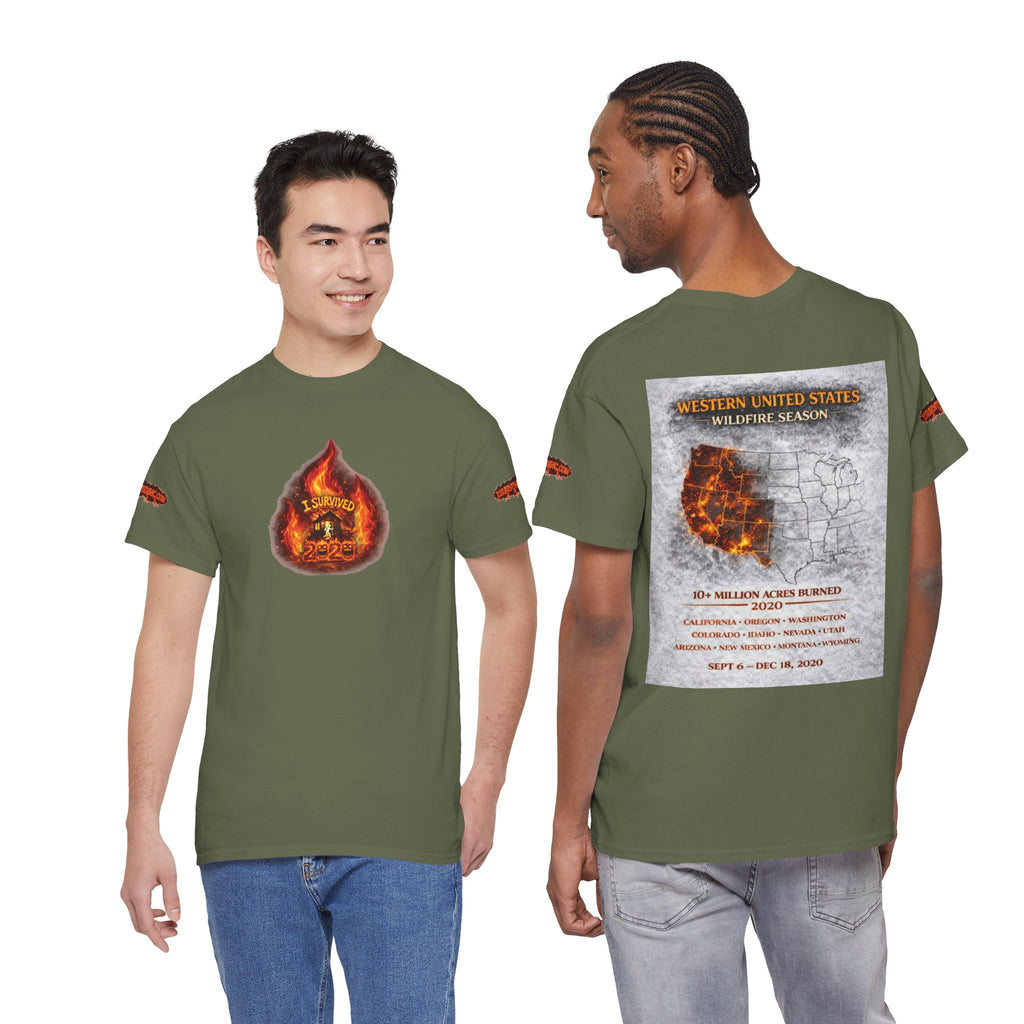 I Survived 2020 —  WILDFIRES S2:E4: Director's Cut Special Edition "Western U.S. Wildfire Season" Memorial Unisex Heavy Cotton Tee