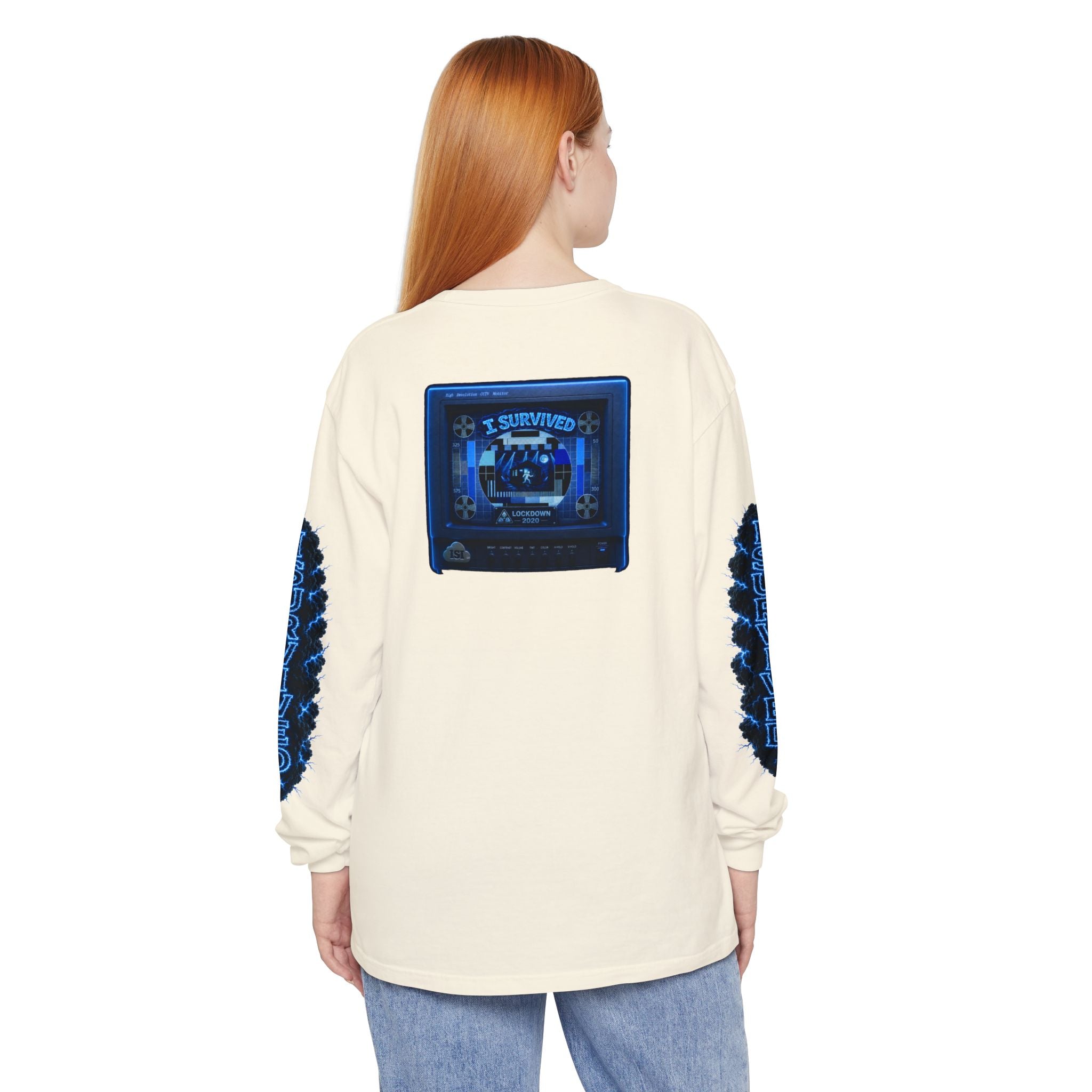 I Survived 2020 — "Please Stand By" Test Pattern Tee Lockdown Special Edition Summer Exclusive Unisex Garment-Dyed Long Sleeve T-Shirt