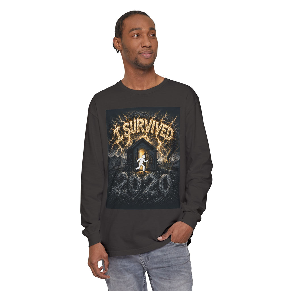 I Survived 2020 — Original Design Teaser Tee | Season 1 Premiere Drop Unisex Garment-dyed Long Sleeve T-Shirt