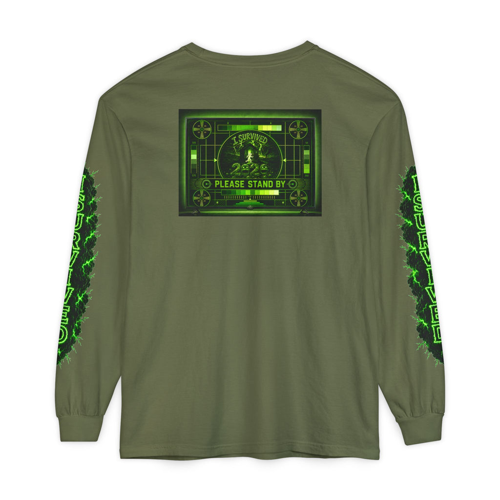 I Survived 2020 — "Please Stand By" Test Pattern Toxic Signal Tee Special Edition Summer Premiere Unisex Garment-Dyed Long Sleeve T-Shirt